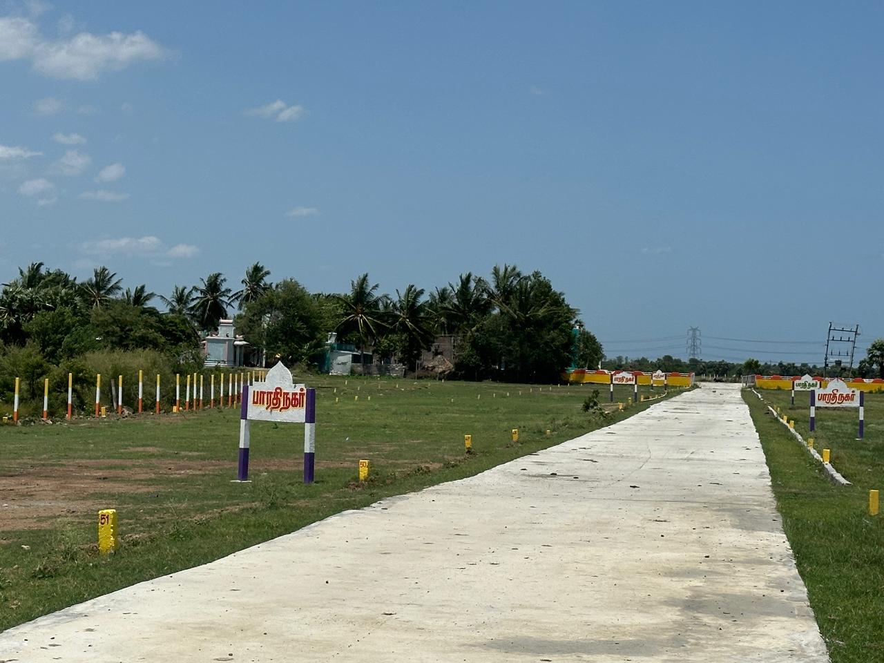 Bharathi Nagar Extn — Premium Residential Plots, Madhuranthagam. DTCP Approved & RERA Certified. Price: ₹599/sq.ft. Amenities:  
  Gated Community, 24x7 Security, Potable Water, Blacktop Roads, Street Light. Nearby: Madhuranthagam Rly. Station - 5 Mins, Chengalpattu - 15 
  Mins, Melmaruvathur - 20 Mins.